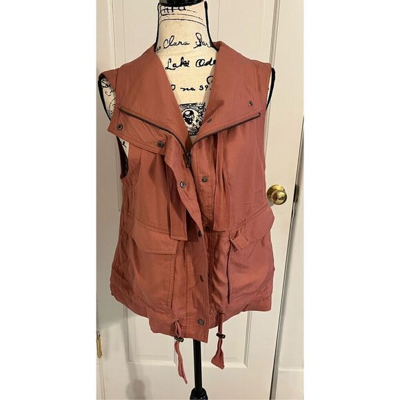 BKE Women's Large Withered Rose Pink Zip Snap Front Vest Jacket Utility Pockets - Picture 3 of 14